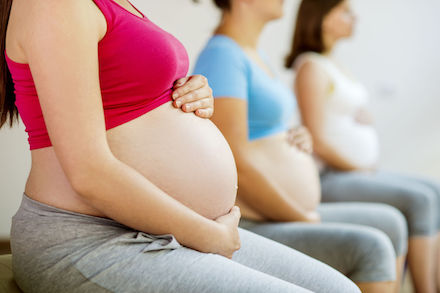Pregnant women in an exercise class